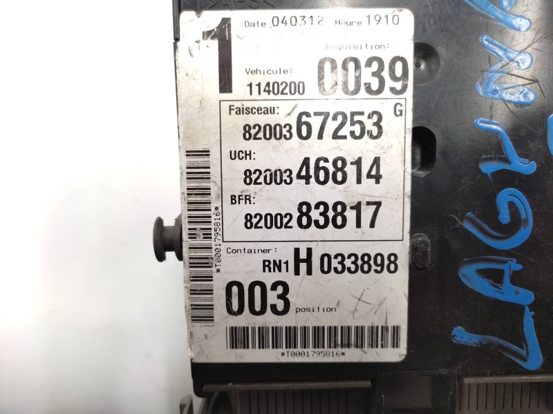 Caja Reles / Fusibles 8200367253 8200346814 8200283817  - Renault Laguna Ii (bg0) Authentique 5