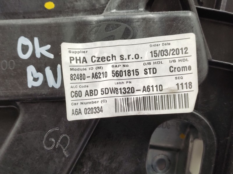Recambio de elevalunas delantero derecho para hyundai i30 (gd) 1.4 referencia OEM IAM 42480A6210 82481A6000 