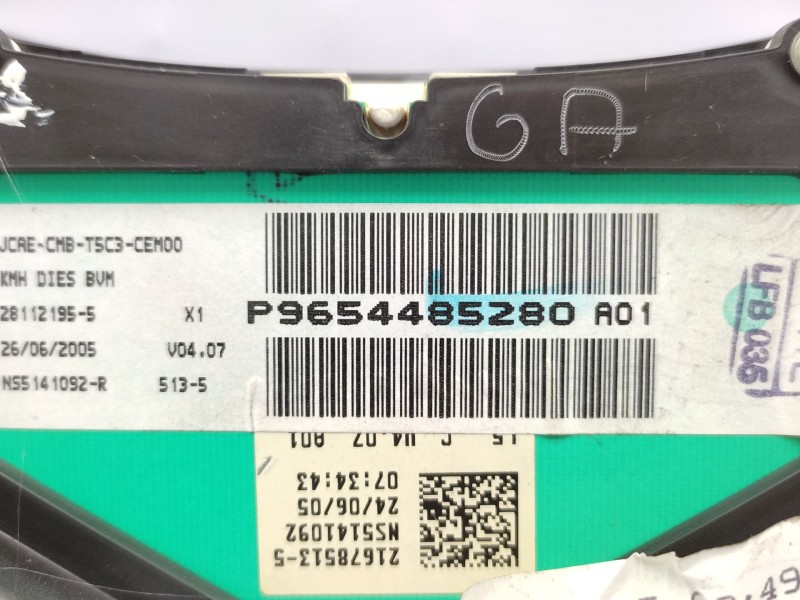 Cuadro Instrumentos 9654485280 6106n4  - Peugeot 307 (3a/c) 1.6 Hdi 6