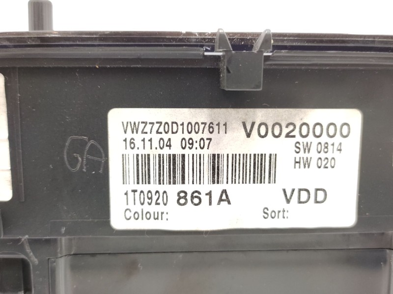 Recambio de cuadro instrumentos para volkswagen touran (1t1, 1t2) 1.9 tdi referencia OEM IAM  1T0920861AX 