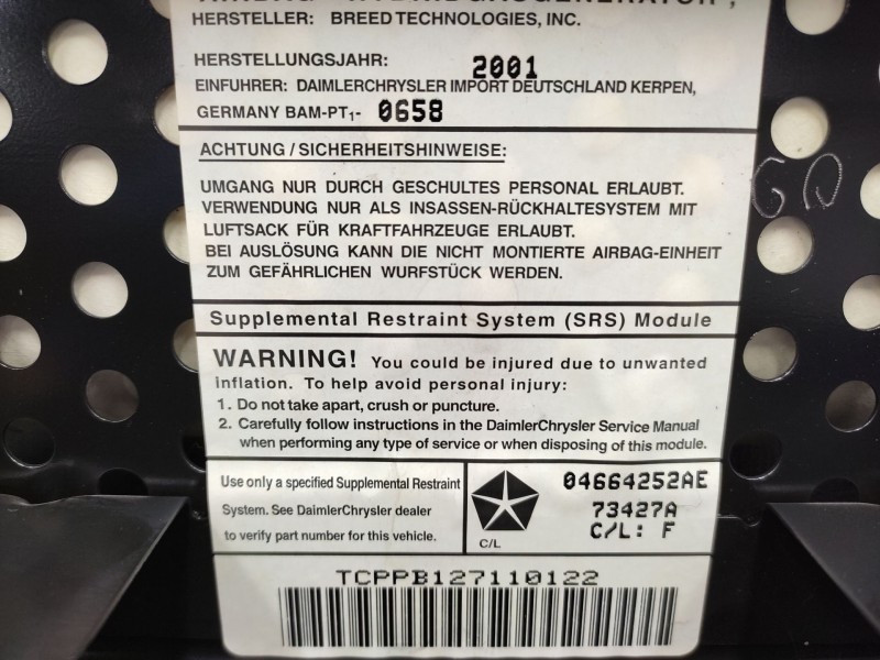 Airbag Delantero Derecho 4248010vb Rn531elac Ub58mf1ab - Chrysler Pt Cruiser (pt_) 2.0 3