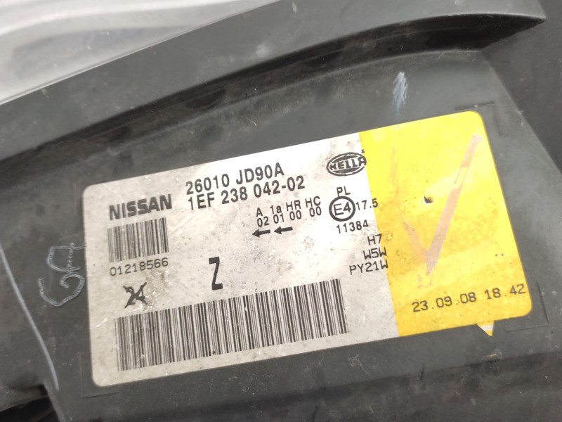 Recambio de faro derecho para nissan qashqai i (j10, nj10) 2.0 referencia OEM IAM   
