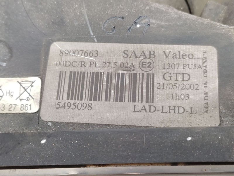 Recambio de faro izquierdo para saab 9-5 (ys3e) 2.3 t referencia OEM IAM   