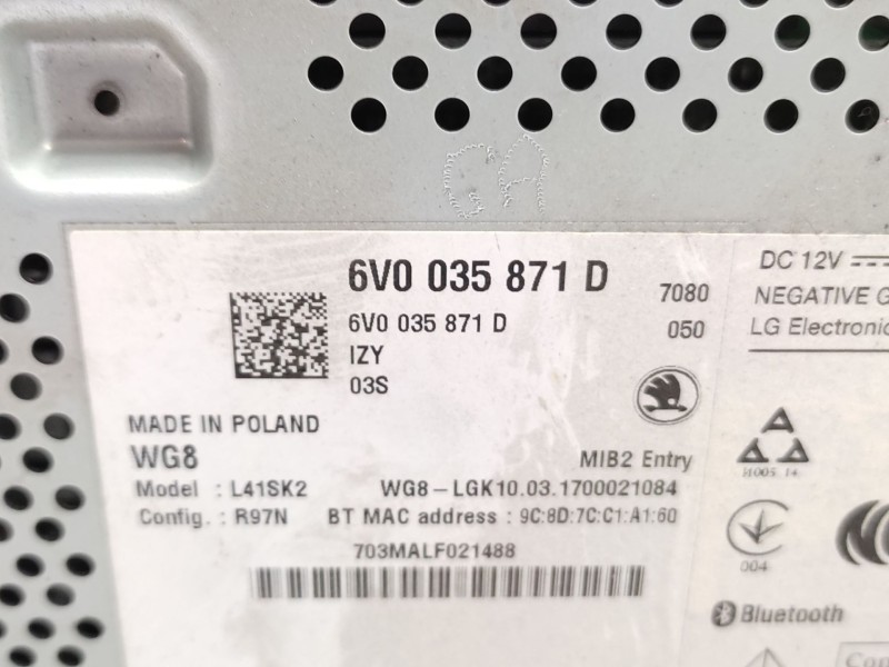Sistema Audio / Radio Cd 6v0035871d  - Skoda Fabia Iii (nj3) 1.4 Tdi 6