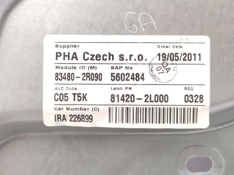 Elevalunas Trasero Derecho 834802r090 834812r010  - Hyundai I30 (fd) 1.6 Crdi 3