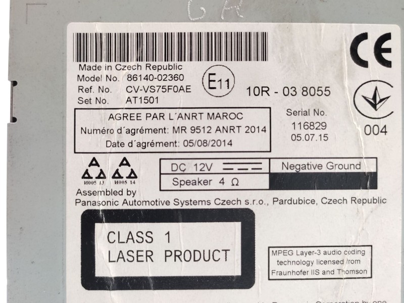 Pantalla Multifuncion 8614002360  - Toyota Auris (_e18_) 1.8 Hybrid (zwe186_) 6