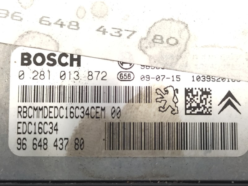 Centralita Motor Uce 96644843780 0281013872  - Citroën C4 Berlina Sx 4
