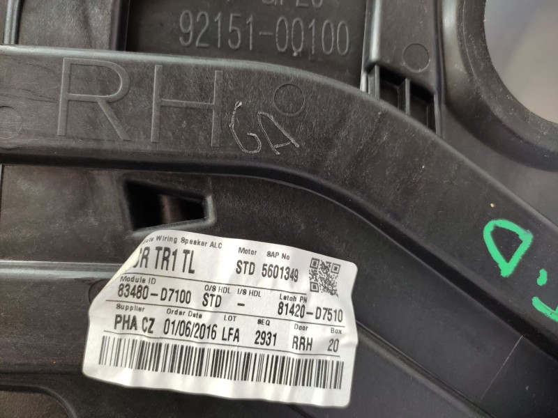 Elevalunas Trasero Derecho 83480d7100 83481d7000  - Hyundai Tucson (tl, Tle) 1.6 Gdi 3