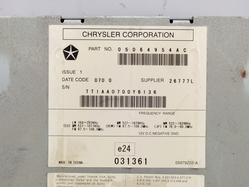 Recambio de sistema audio / radio cd para jeep cherokee (kk) 2.8 crd 4x4 referencia OEM IAM   