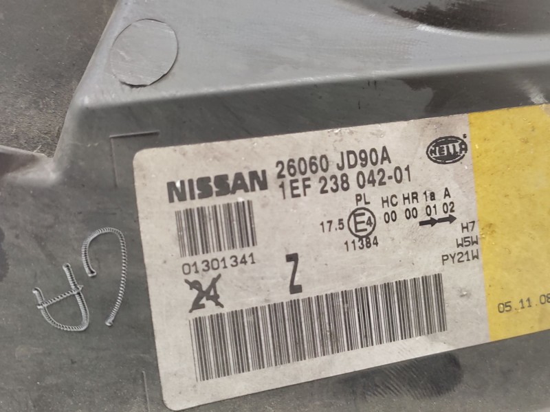 Recambio de faro izquierdo para nissan qashqai i (j10, nj10) 1.5 dci referencia OEM IAM  26060JD90A 