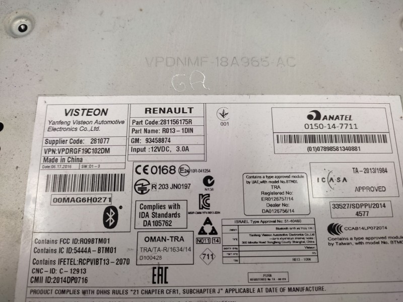 Recambio de sistema audio / radio cd para renault trafic iii furgoneta (fg_) 1.6 dci 145 (fgmg) referencia OEM IAM   
