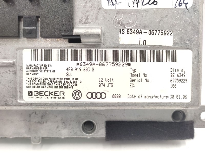 Recambio de pantalla multifuncion para audi a6 c6 (4f2) 2.7 tdi referencia OEM IAM   