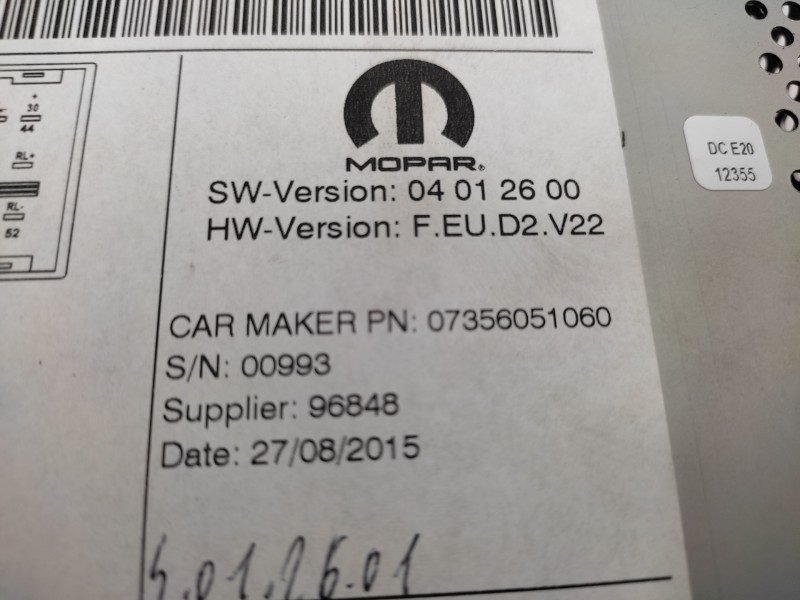 Sistema Audio / Radio Cd 735637913 07356051060  - Fiat 500 X (334) City Cross 7