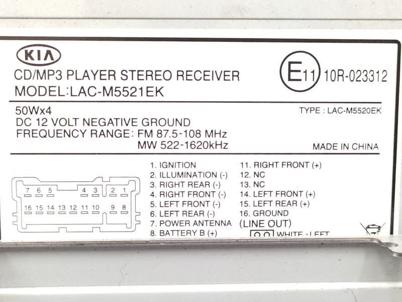Sistema Audio / Radio Cd Lacm5521ek  - Kia Rio 1.5 Crdi Active 6