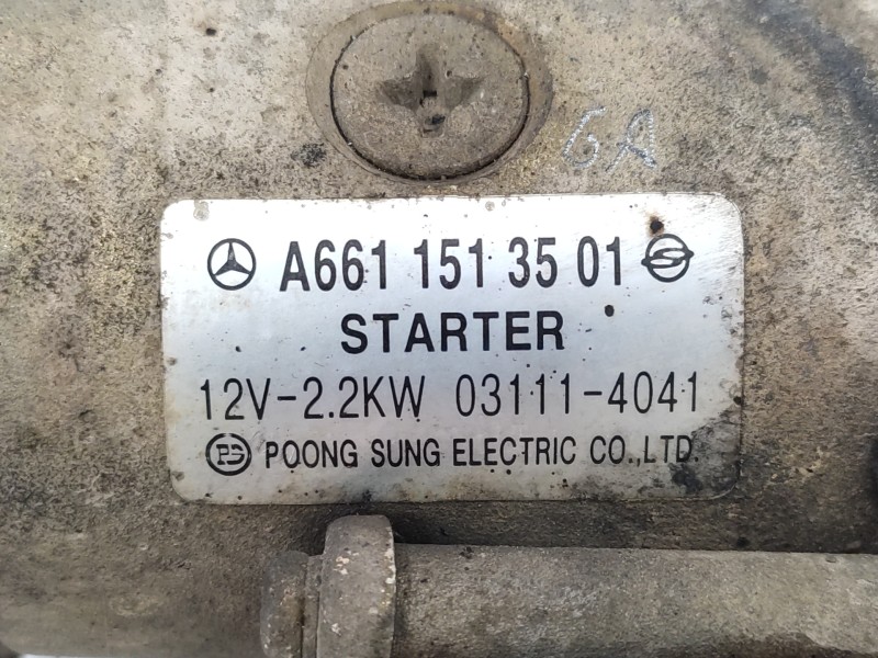 Motor Arranque A6611513501  - Ssangyong Musso 2.9 Turbodiesel Cat 5