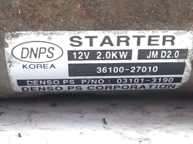 Motor Arranque 3610027010  - Hyundai Tucson (jm) 2.0 Crdi Cat 5