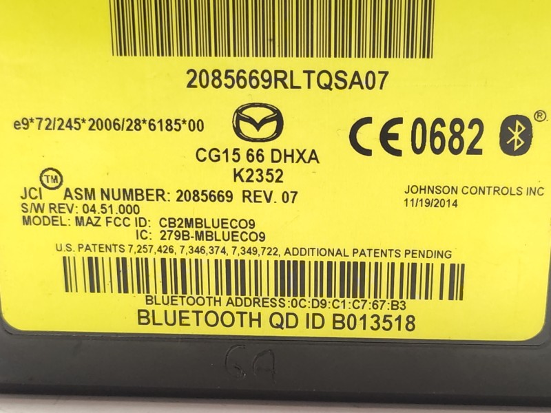 Modulo Electronico Cg1566dhxa  - Mazda 5 (cw) 1.6 Cd Diesel Cat 5