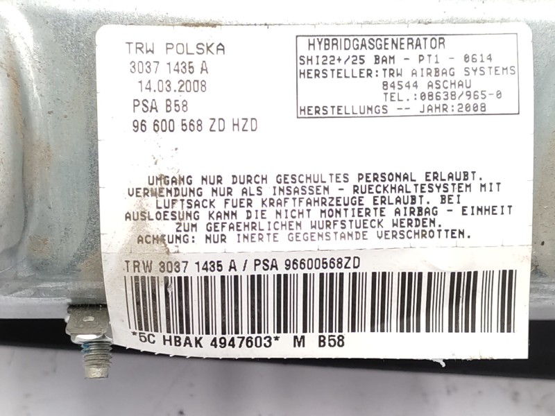 Airbag Delantero Derecho 96600568zd 30371435a 8216nw - Citroën C4 Grand Picasso Exclusive 3