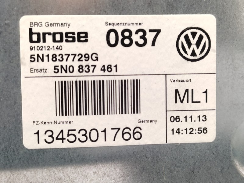 Elevalunas Delantero Izquierdo 5n0837461  - Volkswagen Tiguan (5n2) Advance Bluemotion 6