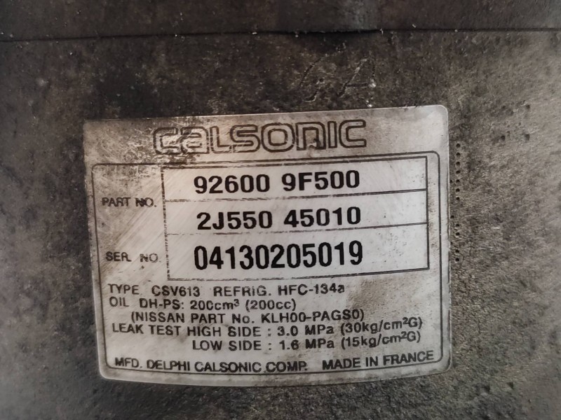 Compresor Aire Acondicionado 926009f500 2j55045010  - Nissan Almera (n16/e) Ambience 2