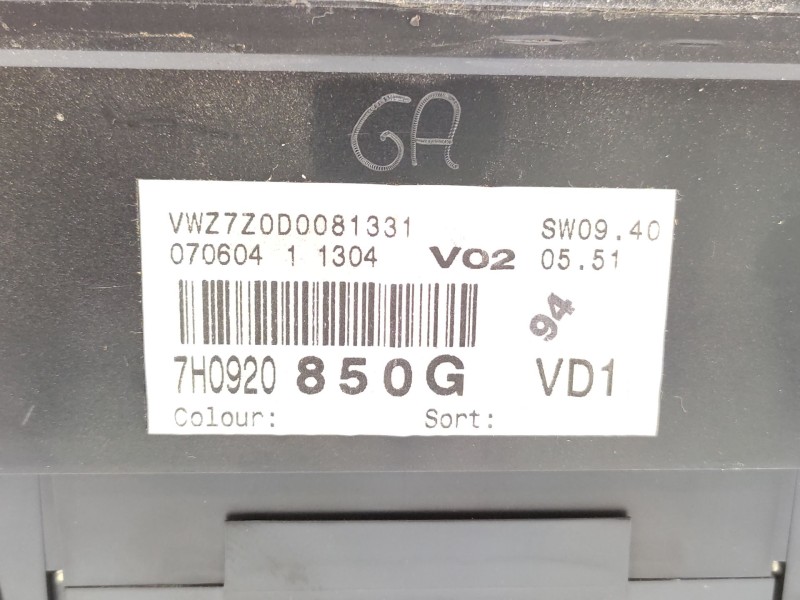 Cuadro Instrumentos 7h0920850g 7h0920850gx  - Volkswagen Transporter T5 Furgoneta (7ha, 7hh, 7ea, 7eh) 2.5 Tdi 7