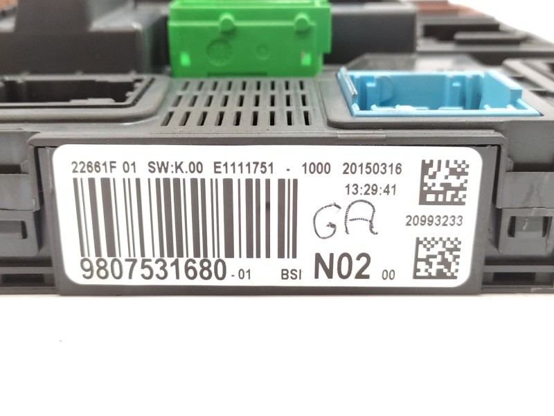 Recambio de caja reles / fusibles para citroën c4 cactus 1.2 vti 82 referencia OEM IAM 9807531680 1612139080 