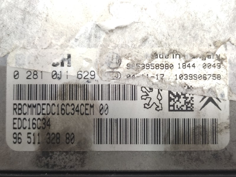 Centralita Motor Uce 9651132880 0281011629  - Citroën C4 Berlina Sx 3