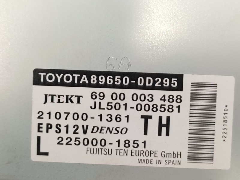 Modulo Electronico 896500d295  - Toyota Yaris 1.3 16v Cat 3