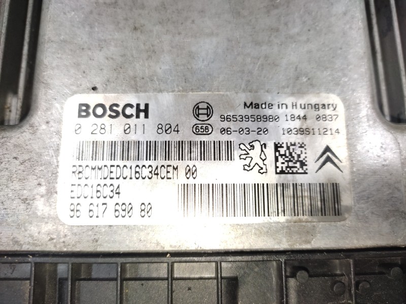 Centralita Motor Uce 9661769080 0281011804  - Citroën C3 Hdi 92 Collection 6
