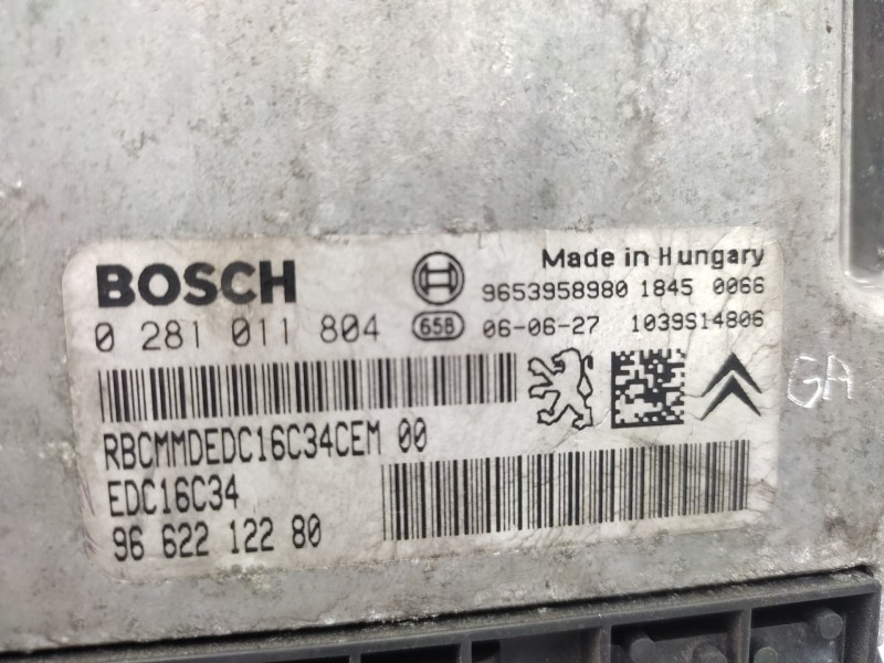 Centralita Motor Uce 9662212280 0281011804  - Citroën C3 Hdi 92 Collection 6