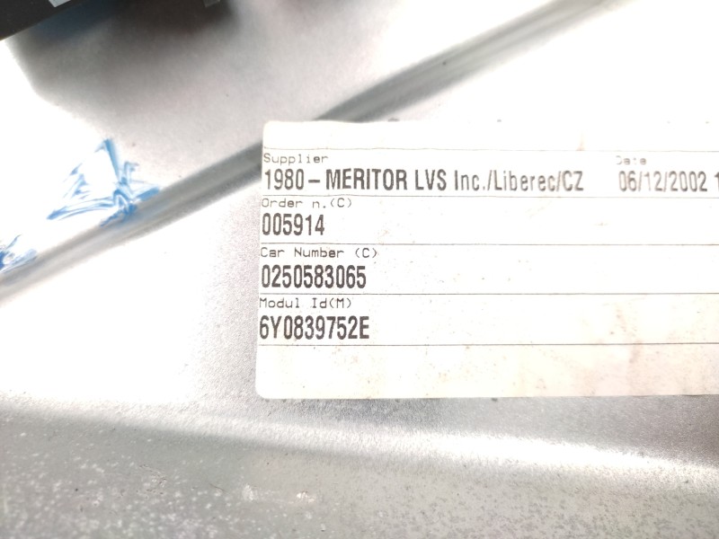 Elevalunas Trasero Derecho 6q0959812a 400788a  - Skoda Fabia (6y2/6y3) 1.0 3