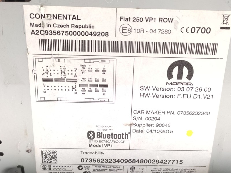Sistema Audio / Radio Cd 1614200880  - Citroën Jumper Iii Furgoneta 2.2 Hdi 130 5