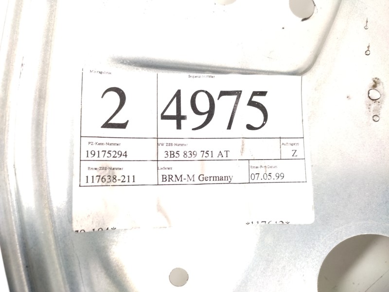 Recambio de elevalunas trasero izquierdo para volkswagen passat berlina (3b2) comfortline referencia OEM IAM 3B5839751C 3B583975