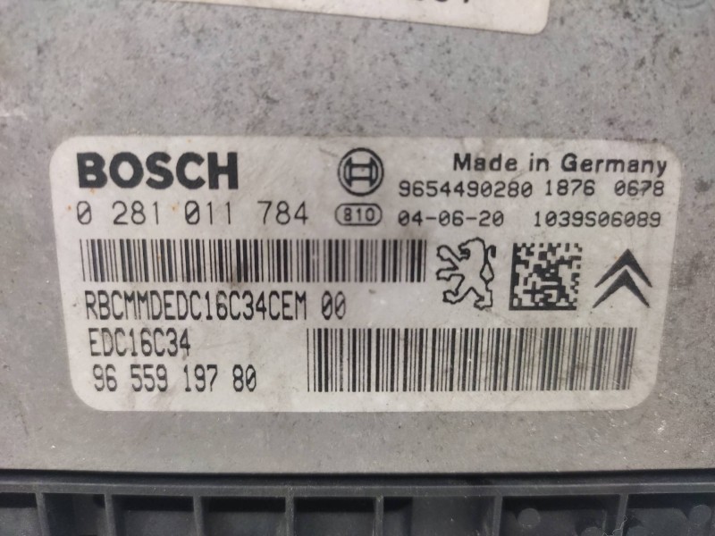 Centralita Motor Uce 9655919780 0281011784 - Peugeot 206 Berlina 1.4 Hdi 6
