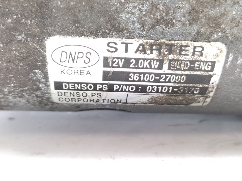Motor Arranque 3610027000  - Hyundai Santa Fé I (sm) 2.0 Crdi 6