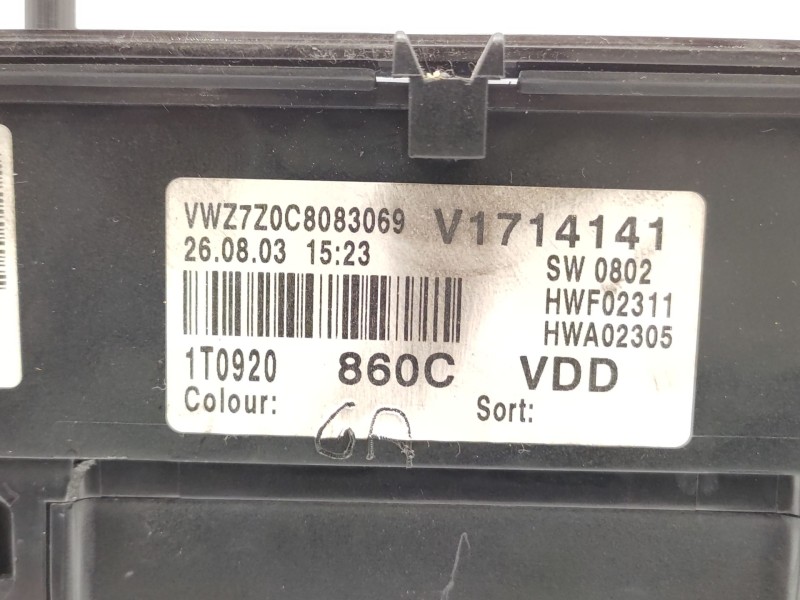 Recambio de cuadro instrumentos para volkswagen touran (1t1, 1t2) 1.9 tdi referencia OEM IAM 1T0920860C 1T0920860CX 