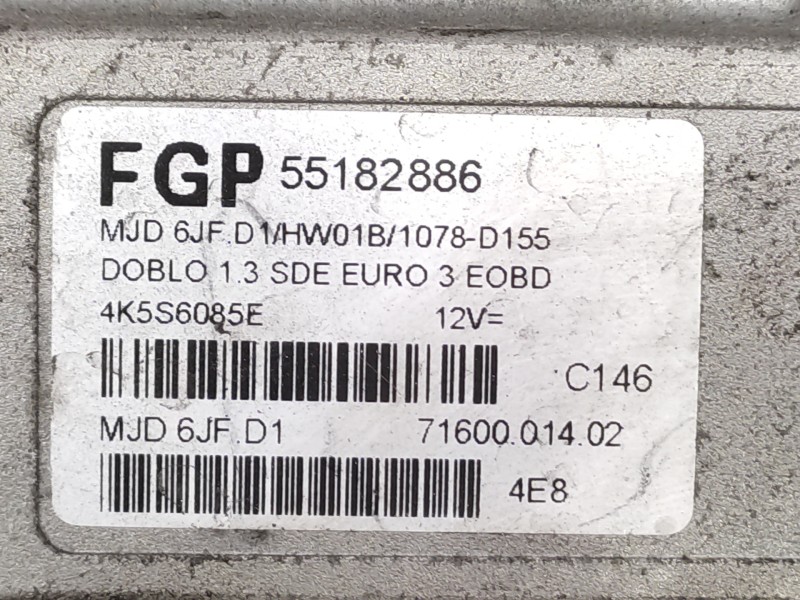Centralita Motor Uce 55182886  - Fiat Doblo (119) 1.3 Jtd Cat 4