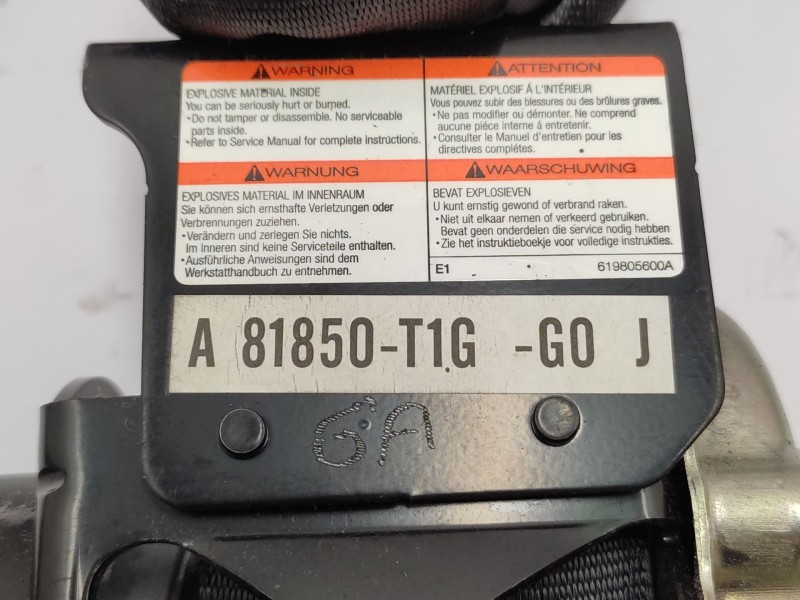 Recambio de cinturon seguridad delantero izquierdo para honda cr-v iii (re_) 2.2 i-dtec 4wd (re6) referencia OEM IAM 81850T1GG0J