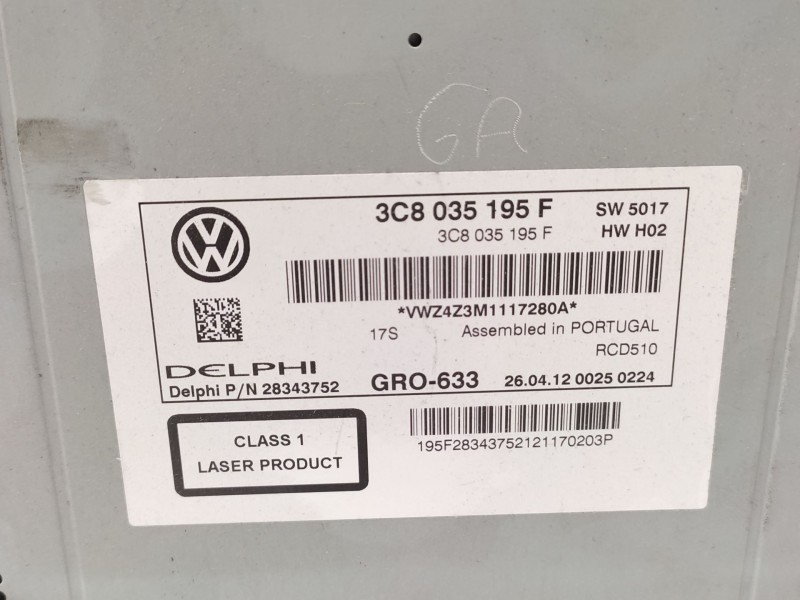 Sistema Audio / Radio Cd 3c8057195f  - Volkswagen Touran (1t3) 2.0 Tdi 6