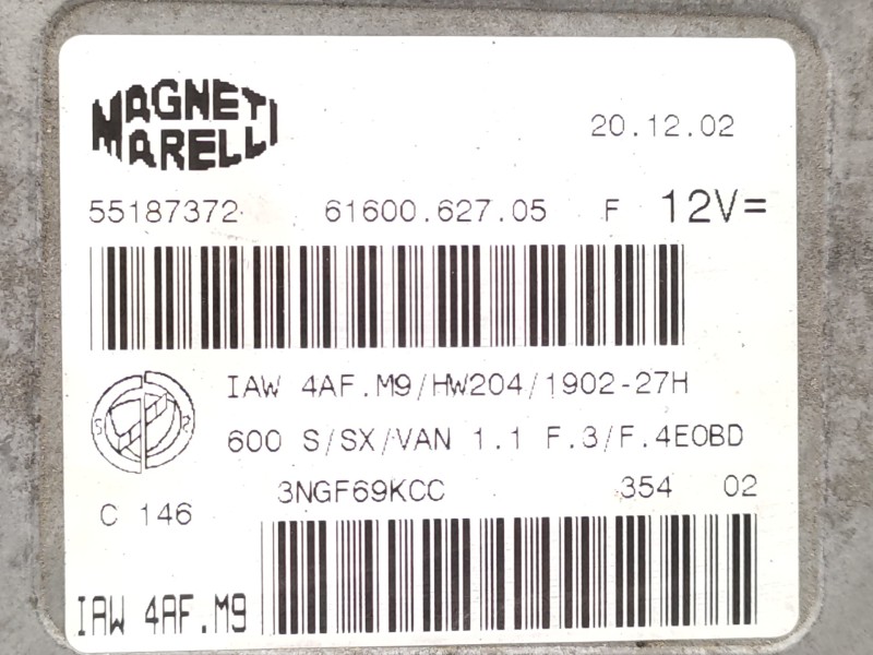 Centralita Motor Uce 55187372 55183580  - Fiat Seicento (187) 1.1 3