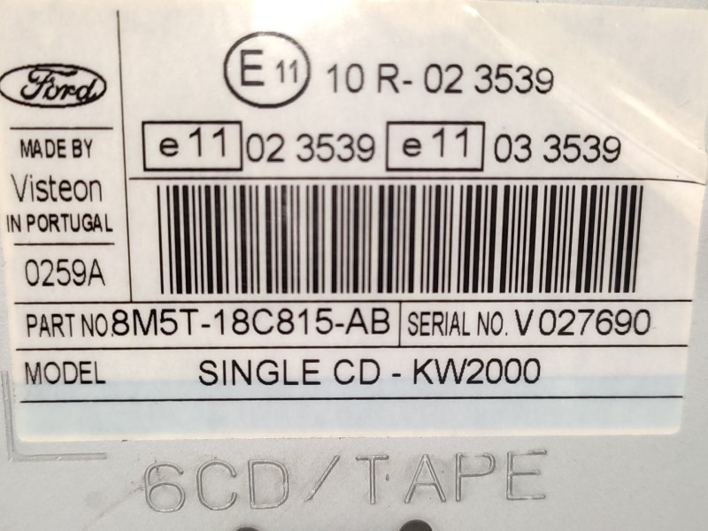 Recambio de sistema audio / radio cd para ford focus turnier (cb4) trend referencia OEM IAM 8M5T18C815AB 1818662 