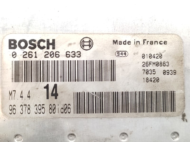 Centralita Motor Uce 9637839580 0261206633  - Citroën Xsara Picasso 1.6 6