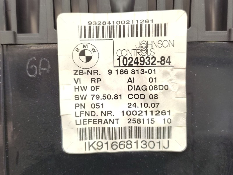 Cuadro Instrumentos 9166813 62109166813  - Bmw Serie 1 Berlina (e81/e87) 118i 6